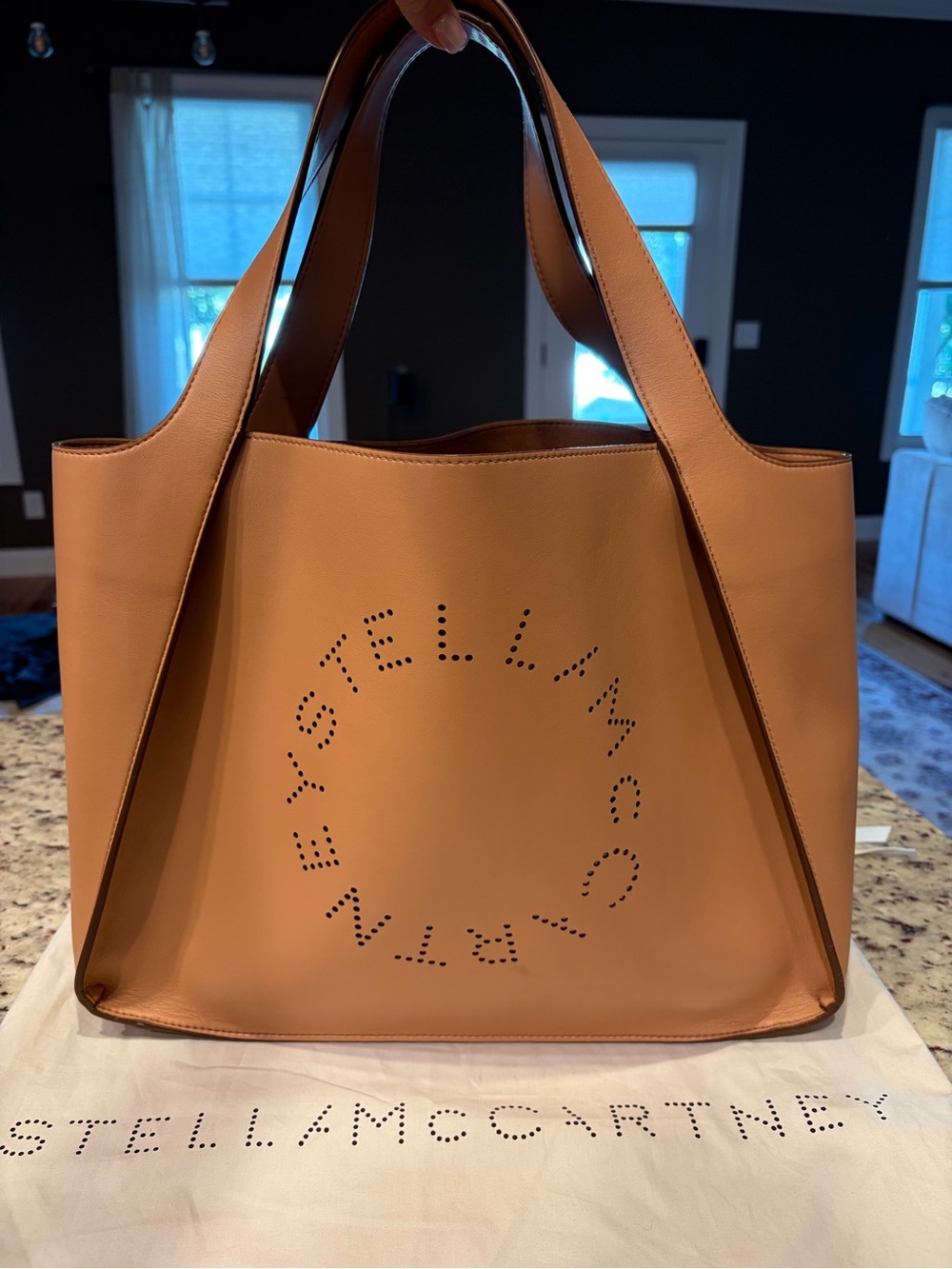 Stella McCartney Cognac Perforated Logo Tote